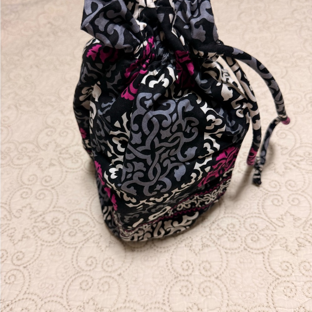Vera Bradley Ditty bag. Stylish Black and Pink Drawstring Bag